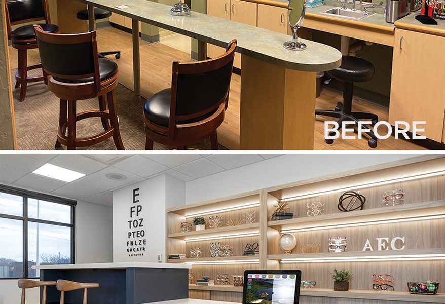 Optical practice before and after redesign featured in INVISION